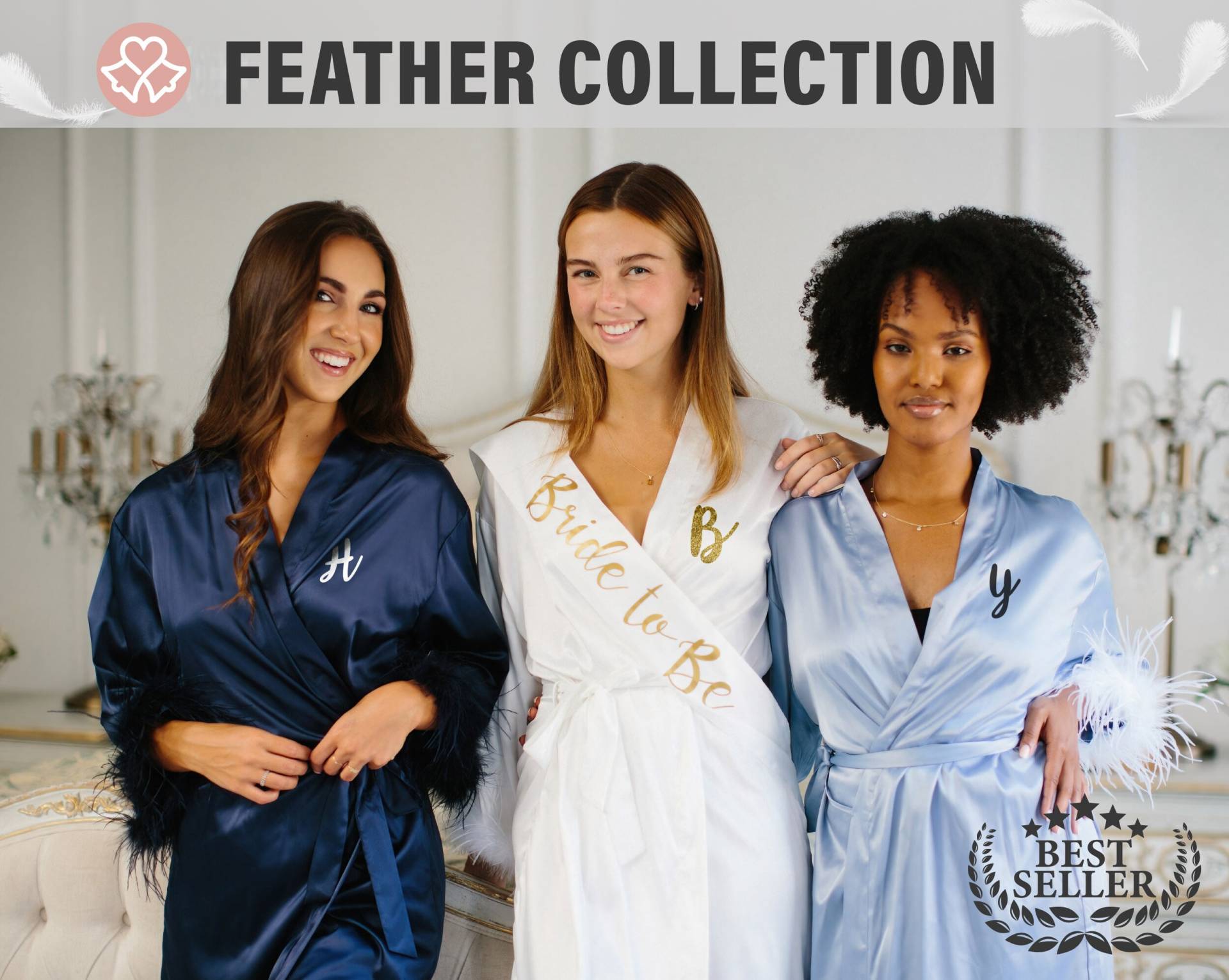 Braut Robe Mit Feder Ärmeln, Satin Feder, Für Boudoir, Personalisierte Braut Robe Mit Feder Ärmeln, Satin Feder, Für Boudoir, Personalisierte von BellesdesignShop