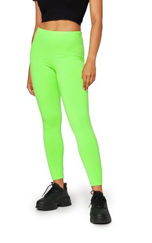 Bellivalini Damen Lange Leggings Neon 80er Jahre für Sport Party Gym BLV50-293 (Neon Grün, L) von Bellivalini