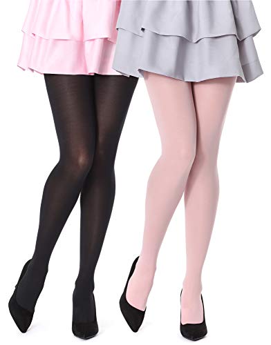 Bellivalini Damen Strumpfhose Mikrofaser 2 Pack 100 DEN BLVFI1003 (Schwarz/Dusty Rose (2Pack), M (Herstellergröße: 3)) von Bellivalini