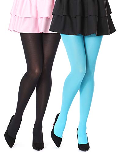 Bellivalini Damen Strumpfhose Mikrofaser 2 Pack 100 DEN BLVFI1003 (Schwarz/Türkis (2Pack), XL (Herstellergröße: 5)) von Bellivalini