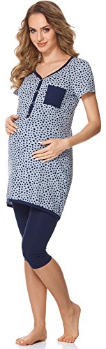 Bellivalini Damen Umstands Pyjama mit Stillfunktion BLV50-126 (Melange Sternen/Marineblau, M) von Bellivalini