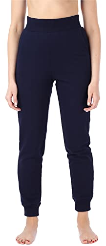 Bellivalini Sporthose Damen aus Baumwolle Jogginghose lang hohe Taille mit Taschen BLV50-209 (Dunkelblau, XL) von Bellivalini