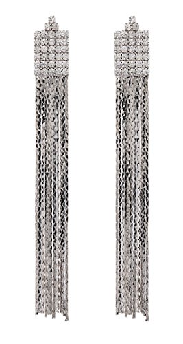 Ohrclips - versilbert Kronleuchter mit klaren Kristallen und verknüpfte Stränge - Bridie S von Bello London von Bello London