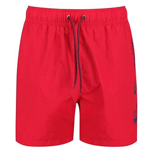 Ben Sherman Herren Mens Swim Shorts in Red Medium Length Badehose, Rot/Marineblau, S 7-9 von Ben Sherman