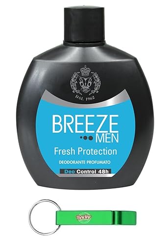 12x BREEZE Men Fresh Protection Deodorante Squeeze,Deodorant ohne Gas und ohne Aluminiumsalze,48h Duftendes Deodorant für Männer,100ml + Beni Culinari Kostenloser Schlüsselanhänger von Beni Culinari