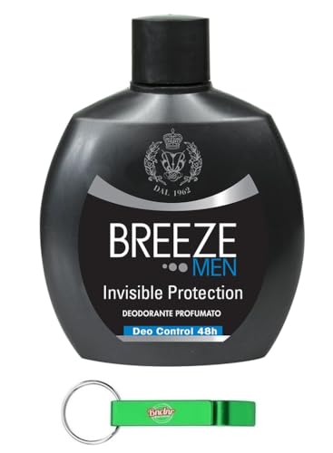 12x BREEZE Men Invisible Protection Deodorante Squeeze,Deodorant ohne Gas und ohne Aluminiumsalze,48h Duftendes Deodorant für Männer,100ml + Beni Culinari Kostenloser Schlüsselanhänger von Beni Culinari