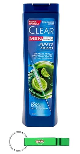 12x Clear ANTI SEBO Men Shampoo für Haare und Fettige Kopfhaut - Anti-Talg-Shampoo 225ml + Beni Culinari Kostenloser Schlüsselanhänger von Beni Culinari