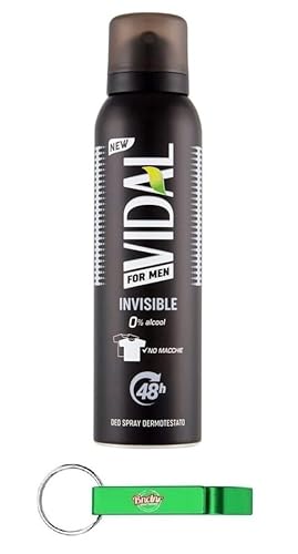 12x Vidal Deodorante Spray - For Men Invisible 48H Deo-Spray für Männer,0% Alkohol, keine Flecken,150ml + Beni Culinari Kostenloser Schlü6sselanhänger von Beni Culinari