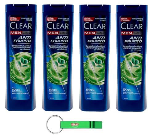 4x Clear ANTI PRURITO Men Shampoo für Trockenes Haar und Trockene Kopfhaut - Anti-Juckreiz-Shampoo 225ml + Beni Culinari Kostenloser Schlüsselanhänger von Beni Culinari