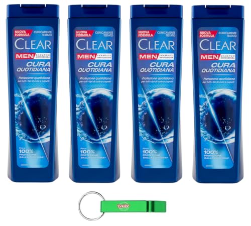 4x Clear Cura Quotidiana Men Shampoo für alle Haar- und Kopfhauttypen - Tägliches Pflegeshampoo 225ml + Beni Culinari Kostenloser Schlüsselanhänger von Beni Culinari