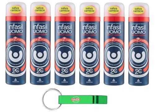 6 x Infasil Deodorant Spray für Herren Derma 48h Hemdschutz mit Molekül 2C, für Herrenbekleidung, Deo 150 ml + Schlüsselanhänger von Beni Culinari von Beni Culinari