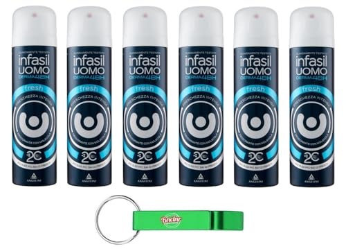 6 x Infasil Deospray für Herren Derma 48h Fresh mit Molekül 2C, intensive Frische, Deo 150 ml + Schlüsselanhänger von Beni Culinari von Beni Culinari