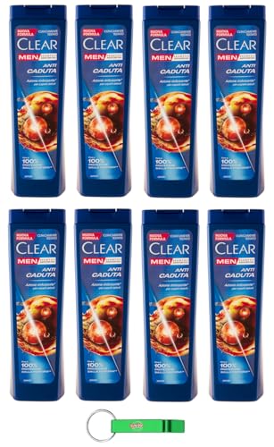 8x Clear ANTI CADUTA Men Shampoo für schwaches Haar - Shampoo Gegen Haarausfall 225ml + Beni Culinari Kostenloser Schlüsselanhänger von Beni Culinari