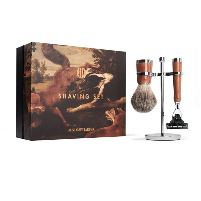 Benjamin Barber Classic 3-teiliges Rasier Set Wood - Gillette Mach3 von Benjamin Barber