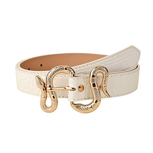 Beokeuioe Damen Gürtel Lässige Frauen Kleid Jeans Gürtel 105cm Bekleidungszubehör Damen-Gürtel aus Vollrindleder Gürtel Square Buckle Dekorativer mit goldener Gürtelschnalle 3 cm von Beokeuioe