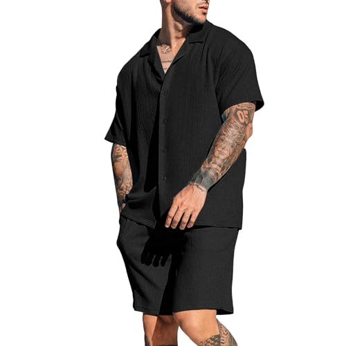 Beokeuioe Herren 2 Teiler Männer Hemd und Shorts Casual Strand Kurzarmhemd Shorts Set Hemd Kurzarm Sommer Outfit Jogginganzug Sportanzug Freizeitanzug Loungewear Nachtwäsche Beokeuioe Herren 2 Teiler Männer Hemd und Shorts Casual Strand Kurzarmhemd Shorts Set Hemd Kurzarm Sommer Outfit Jogginganzug Sportanzug Freizeitanzug Loungewear Nachtwäsche von Beokeuioe