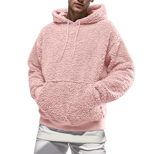 Beokeuioe Herren Teddy Fleece Plüschjacke mit Kapuze Casuale Zip Hoodie Cardigan Kapuzenjacke mit Kangrootaschen Herren Teddy-Fell Fleecejacke Fleece Pullover Sweatjacke von Beokeuioe