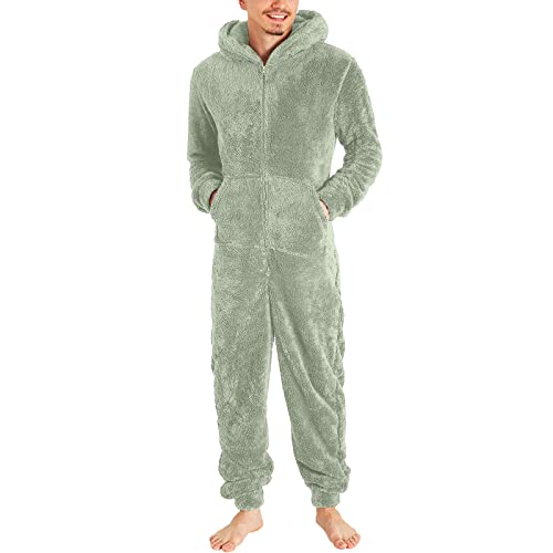 Beokeuioe Herren XXL Kuschelig Jumpsuit Kuschelig Overall Lang Schlafoverall Pyjama Hausanzug Winter Gefüttert Männer Paar Bodysuit Plüsch Thread Warm Pyjama von Beokeuioe