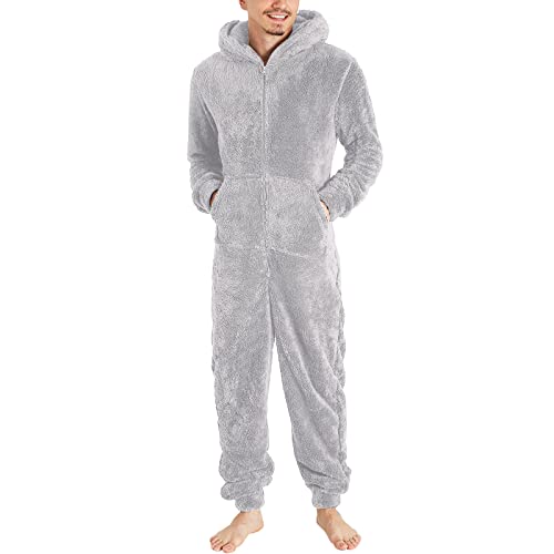 Beokeuioe Jumpsuit Herren Kuschelig XXL Kuschelig Overall Lang Schlafoverall Pyjama Hausanzug Winter Gefüttert Männer Paar Bodysuit Plüsch Thread Warm Pyjama von Beokeuioe