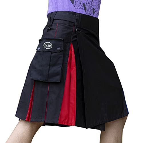 Beokeuioe Schottischer Kilt Herren Gothic Tartan Kilt Vintage Cargo Rock Mittelalter Fashion Kendo Pocket Röcke Steampunk Kleidung Wikinger Faltenrock Männer von Beokeuioe