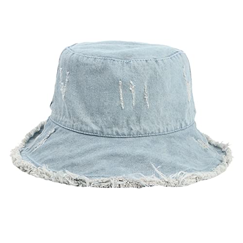 Bucket Hat, Damen Herren Denim Fischerhut mit Fransen am Hut Rand, Jeans Sonnenhut Hip Hop Hut Fashion Bucket Hat Unisex Cowboyhut Sommer Mütze Fischer Hüte von Beokeuioe