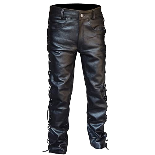 Herren Wetlook Leggings Offener Schritt Latex Pantyhose Motorradhose Bikerhose Lederoptik Hose Tights Zip Pants Clubwear Herren Lederhose Exclusive Premium Lederjeans von Beokeuioe