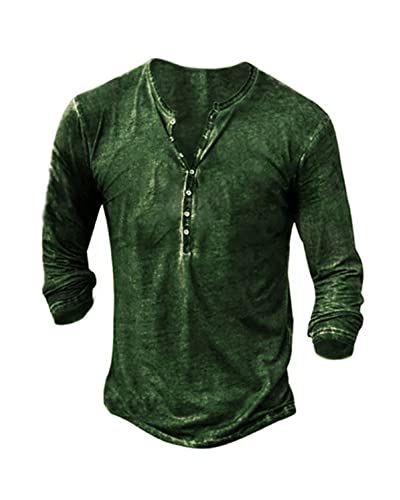 Hemd Herren Langarm Henley Shirt Männer Freizeithemd Vintage Casual Leicht Baumwolle Slim Fit T-Shirt von Beotyshow