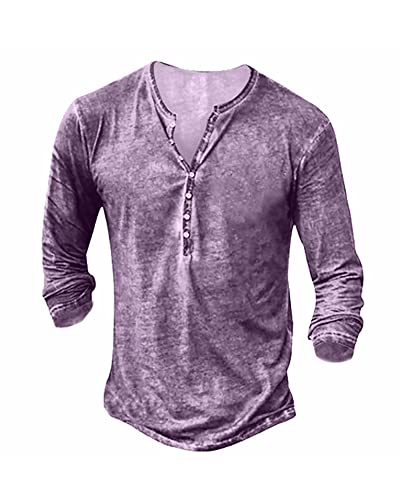 Hemd Herren Langarm Henley Shirt Männer Freizeithemd Vintage Casual Leicht Baumwolle Slim Fit T-Shirt von Beotyshow