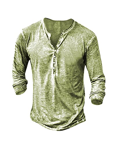 Hemd Herren Langarm Henley Shirt Männer Freizeithemd Vintage Casual Leicht Baumwolle Slim Fit T-Shirt von Beotyshow