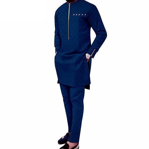 BephoN Afrikanische Kleidung Für Männer 2 Teile Hemden Und Hosen Outfit Dashiki Outfit Sportbekleidung Outfit Freizeit-Set (Color : Style5, Size : S) von BephoN