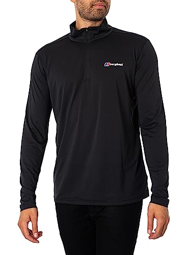 Berghaus Herren Wayside 1/4 Zip Langarm-Tech-T-Shirt, Schwarz, L von Berghaus