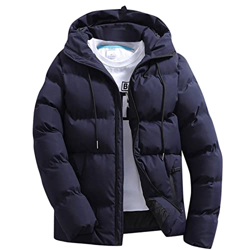 Berimaterry Daunenjacke Herren Winter Glänzend Jacke Winterjacke Mantel Übergangsjacke Mit Abnehmbarer Kapuzen Elegant Steppjacke Jungen Wintermantel Warm Outdoor Anorak (Navy-a, XL) von Berimaterry