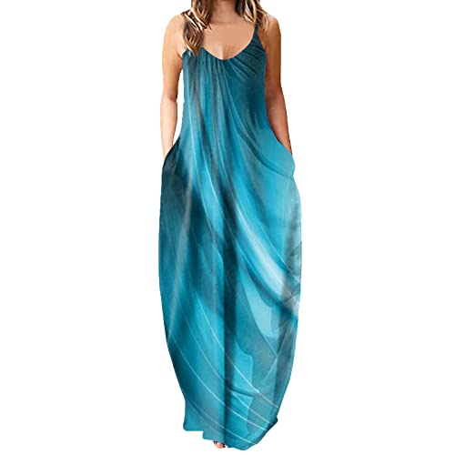 Berimaterry Festliches Sommerkleid Damen 2022 Lässiges Kleid mit V Ausschnitt lockeres bequemes Strand Sommerkleid mit Taschen von Berimaterry