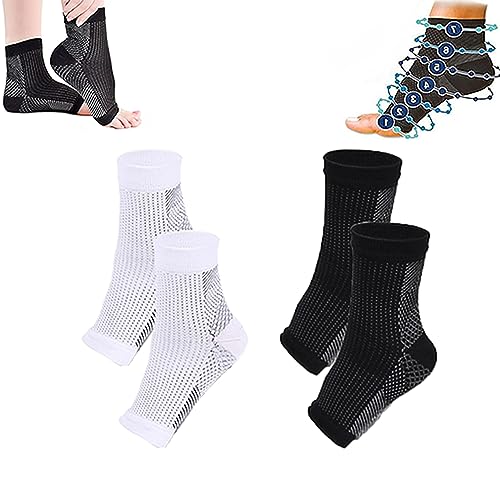 Norelie Socken, SootheSock Orthopädische Kompressionssocken, Kompressionssocken Fußbandage für Plantarfasziitis, Arthritis, Sport (DE/NL/SE/PL, Alphanumerisch, L, XL, Regular, Regular, Black+White) von Berisyios