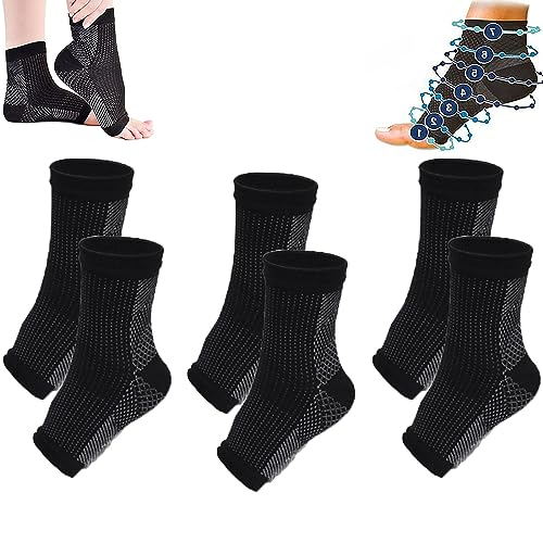 Norelie Socken, SootheSock Orthopädische Kompressionssocken, Kompressionssocken Fußbandage für Plantarfasziitis, Arthritis, Sport (DE/NL/SE/PL, Alphanumerisch, XXL, Regular, Regular, 3 Pair Black) von Berisyios