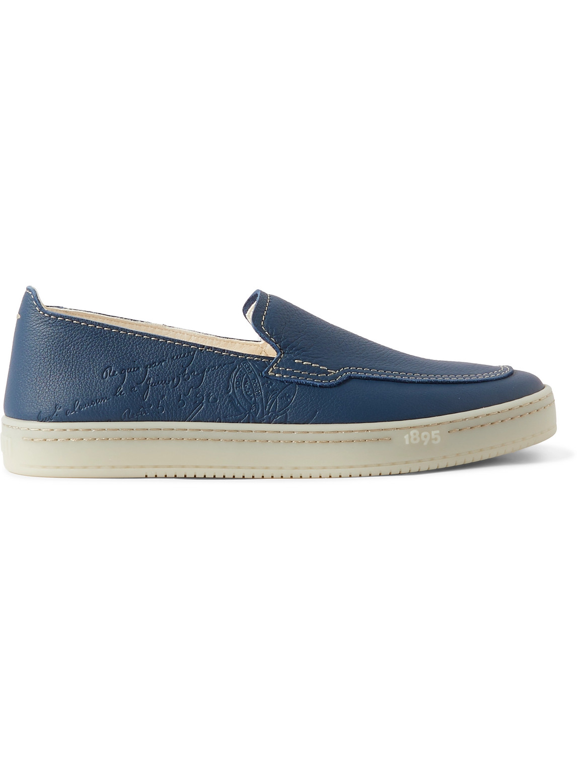 Berluti - Eden Scritto Full-Grain Leather Loafers - Men - Blue - UK 7 von Berluti