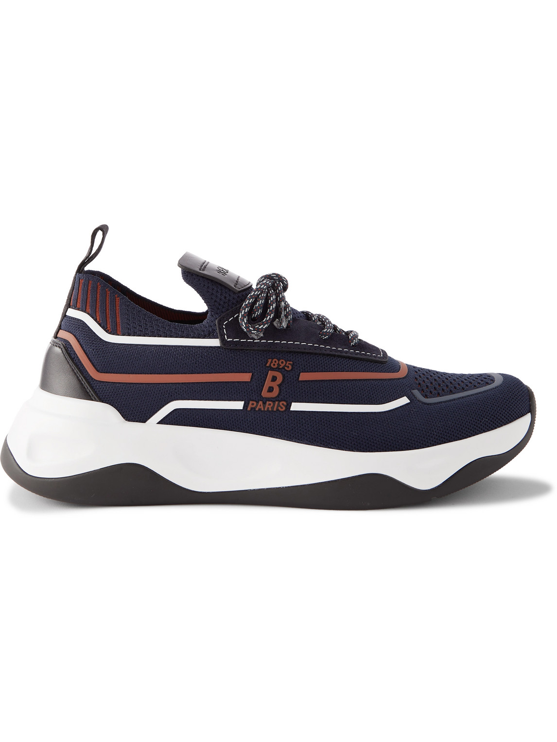 Berluti - Shadow Suede, Leather and Rubber-Trimmed Stretch-Knit Sneakers - Men - Blue - UK 11 von Berluti