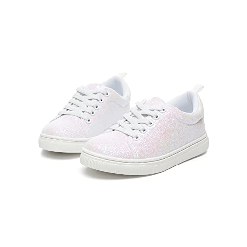 Bernal Girls Sparkle Glitter Sneakers Low Top Walking Schuhe für Kinder/Kinderschule Freizeitschuhe (Toddler/Little Kid/Big Kid Weiß 30) von Bernal