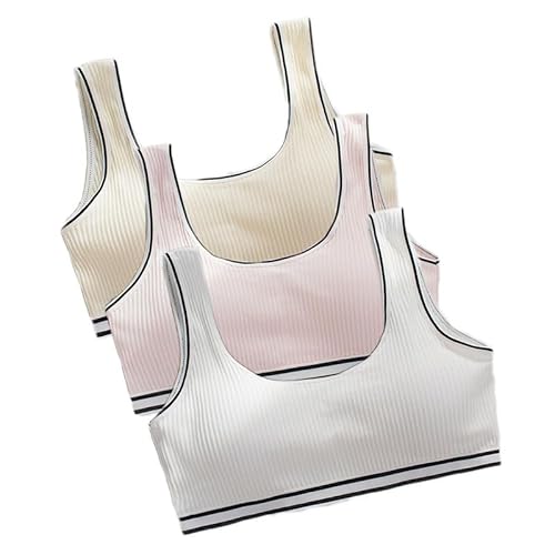 Bustier Mädchen Baumwolle Sport BH ohne Bügel Bügellos Unterwäsche Bralette Kinder Traning BHS Teenager 3 Pack von Berun