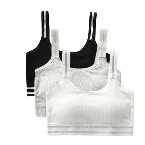 Mädchen Sport BH Baumwolle Bustier breite Träger Trainings Bra Trägertop mit abnehmbaren Pads für Kinder Teenager 3/4/5 Pack für 10-16 Jahre von Berun