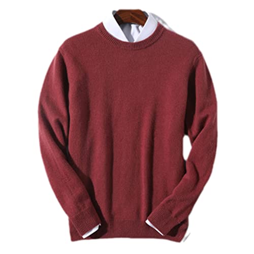 100 % Kaschmir-Pullover für Herren, alltäglich, warm, All-Match-Strickpullover, Jersey, dunkelrot, Klein von Bervoco