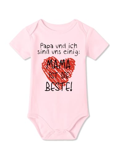 BesserBay Baby Mädchen Body - Mama ist die Beste - Muttertagsgeschenk Rosa 9-12M von BesserBay