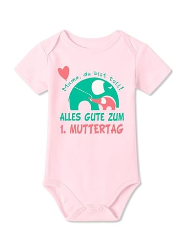 BesserBay Baby Mama Strampler Muttertagsgeschenk Alles Gute zum 1. Muttertag Rosa Kurzarm Body 0-3 Monate von BesserBay