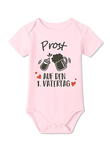 BesserBay Baby Strampler Vatertagsgeschenk Prost Auf Den 1. Vatertag Rosa Kurzarm Body 6-9 Monate von BesserBay