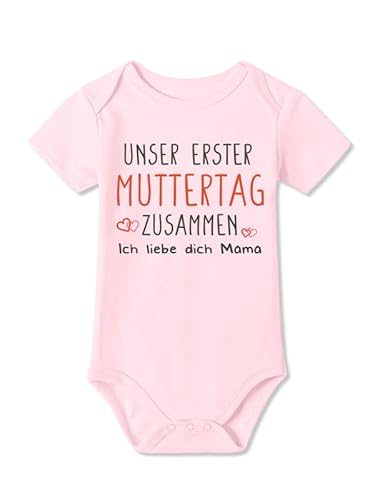 BesserBay Baby Unisex Strampler Muttertagsgeschenk Erster Muttertag Ich Liebe Dich Rosa Kurzarm Body 3-6 Monate von BesserBay