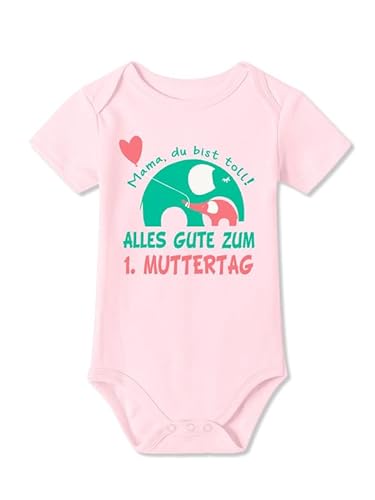 BesserBay Baby Unisex Strampler Muttertagsgeschenk Alles Gute zum 1. Muttertag Rosa Kurzarm Body 3-6 Monate von BesserBay