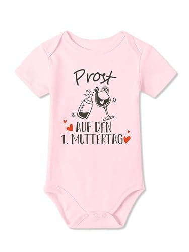 BesserBay Baby Unisex Strampler Muttertagsgeschenk Prost Auf Den 1. Muttertag Rosa Kurzarm Body 3-6 Monate von BesserBay