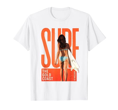 Surf the Gold Coast Australien Bikini Girl Surfen T-Shirt von Best Australia Beach Tees