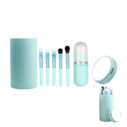 BestAlice 7-teiliges professionelles Make-up-Pinsel-Set, Reise-Make-up-Pinselhalter, Make-up-Organizer-Tasche, inklusive Lidschatten-Pinsel, Kosmetikspiegel (blau) von BestAlice