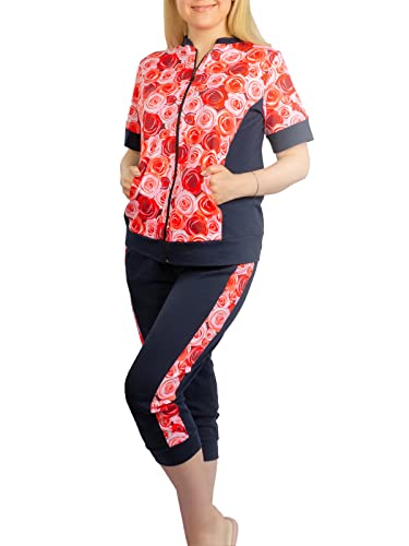 BestMarket.TV - Zweiteiliges Damen Outfit „Maria“, 100% Baumwolle, Sport- und Freizeitanzug (Rot, 2XL) von BestMarket.TV